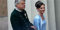 Christian og Janni Kjær ankommer til kirken ved Prins Joachim og Prinsesse Maries bryllup.