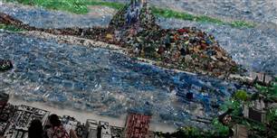 Kunstneren Vik Muniz byggede en collage af Rio bestående af affald for at markere miljøkonferencen.
