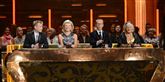 <span style='font-family: Arial; font-size: 15px; color: White;'>Dommerne var tilbage på deres vante plads ved gårsdagens premiereprogram. Her ses fra venstre mod højre dommerne Nicolaj Hübbe, Anne Laxholm, Jens Verner og Britt Bendixen</span> <span style='font-family: Arial; font-weight: normal; font-size: 15px; color: #999999;'>Foto: Mogens Flindt / POLFOTO</span>