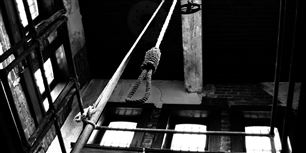 Skafotten i baglokalet af det gamle fængsel i Austin, Texas. Staten henretter stadig forbrydere.