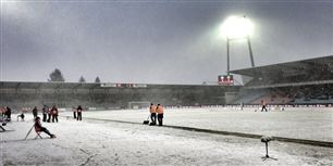 I lørdags blev kampen mellem AaB og FC Nordsjælland aflyst på grund af sne. I dag sker det i Haderslev.