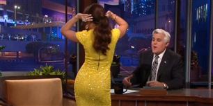 Jay Leno havde svært ved at finde en passende grimasse, da Vanessa Hudgens viste sine frække moves.