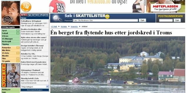 Jordskred i Norge har taget to huse
