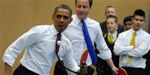 Engagementet var højt hos præsident Obama, der ville vinde kampen mod eleverne på Globe Academy i London.