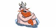 En viking tager en kold dukkert.