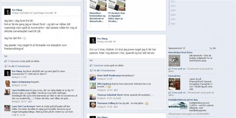 Sådan så det ud på Per Fløngs åbne Facebook-profil, da han bekendtgjorde sin fyring fra DR.