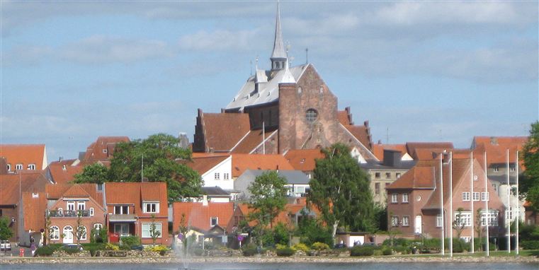 I Haderslev har lærerne på byens handelsskole danmarksrekord i indbringende overarbejde. Her ses den berømte domkirke i byen.