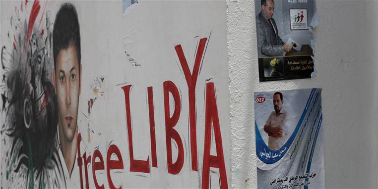Valgslogans på en væg i Libyens hovedstad Tripoli
