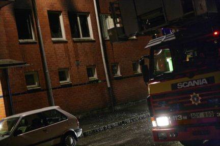 Det var i denne ejendom, de seks personer omkom under en brand lørdag aften
 Foto: Fredrik Persson / POLFOTO