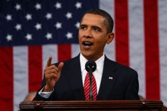Barack Obama taler for Kongressen i Washington.