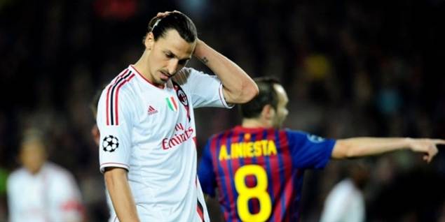 Der var ikke meget  gensynsglæde ved mødet mellem Zlatan og hans gamle klub Barcelona.