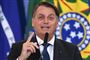 Brasiliens præsident, Jair Bolsonaro, taler fra talerstol