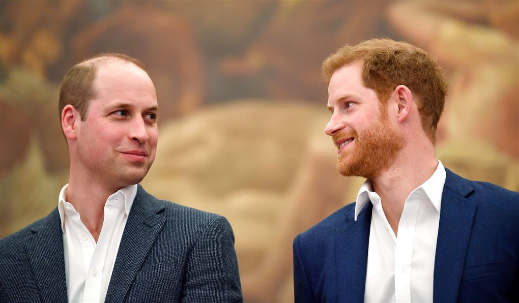 Prins William og Prins Harry kigger på hinanden
