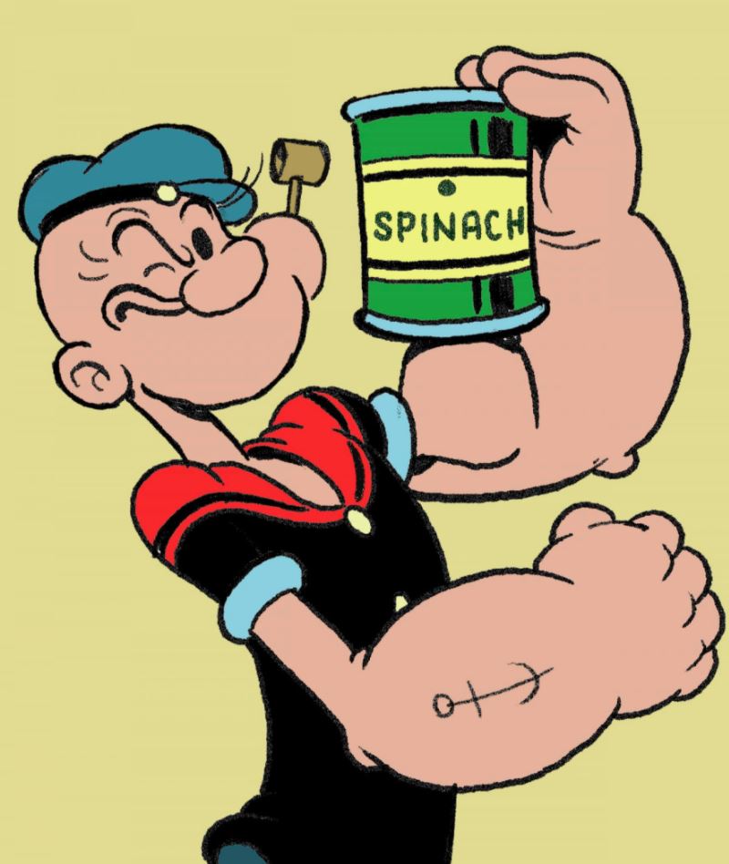Skipper Skræk med en dåse spinat