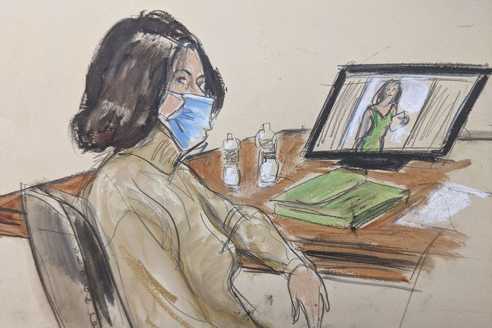 tegning af kvinde i retssal 