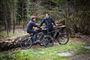 to fyre på cykel i skoven