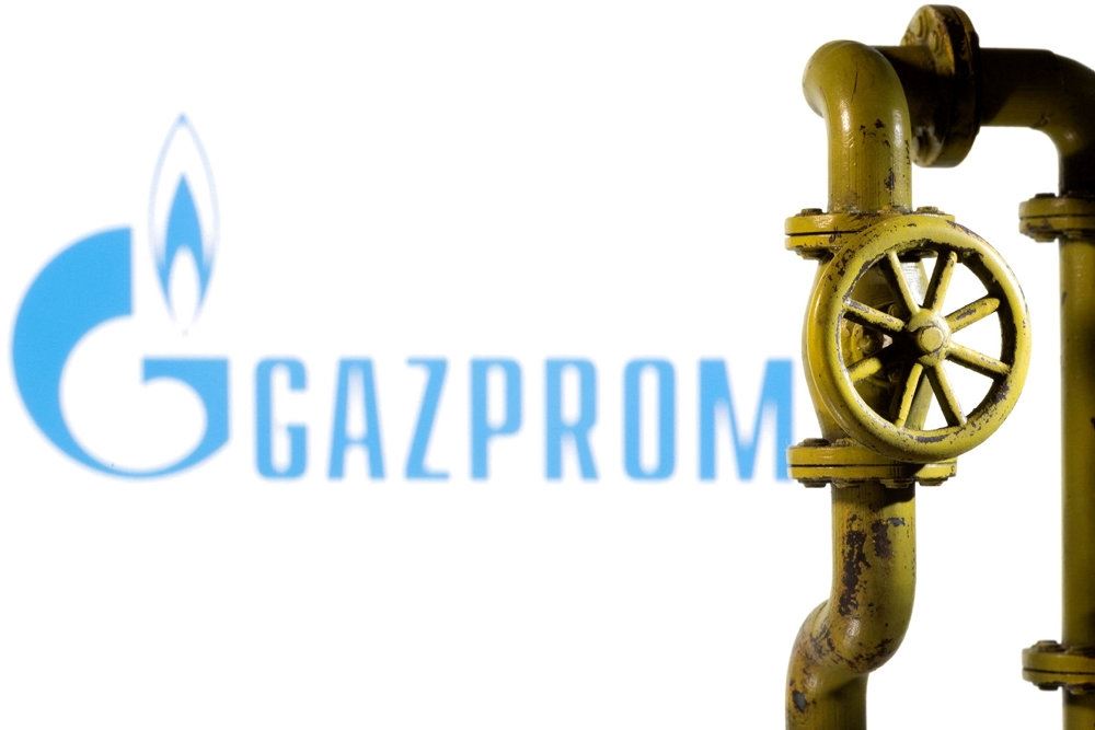 Gazprom-skilt med hane