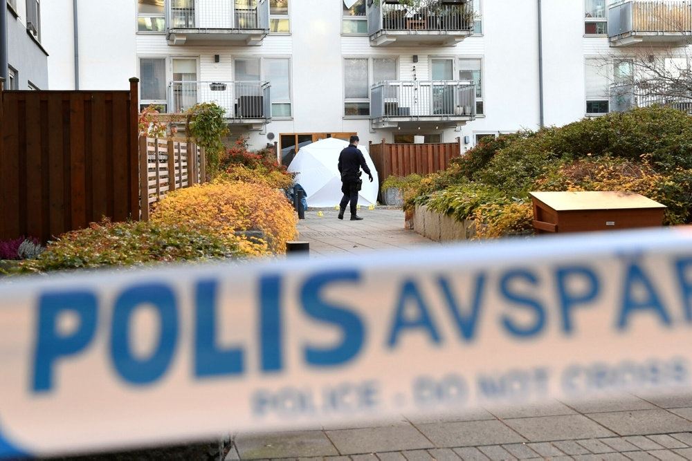 en politiafspærring i Sverige