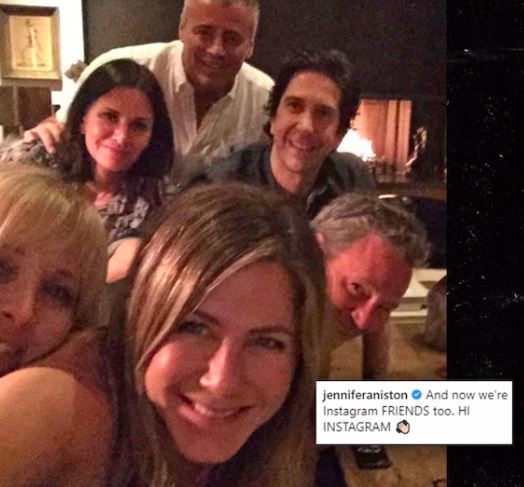 Jennifer Anistons Instagram, hvor alle de gamle "Venner" er med.