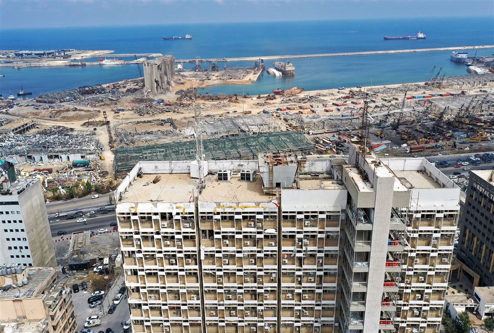 Ødelagte områder i Beirut set fra luften efter eksplosion 