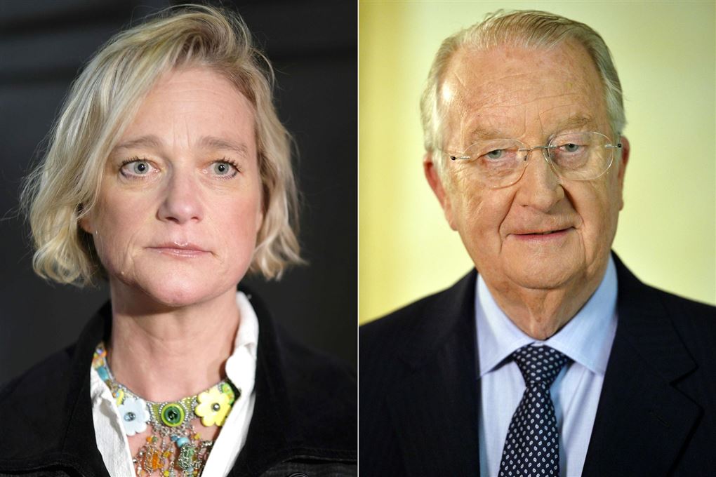Delphine Boël og kong Albert i portræt ved siden af hinanden.
