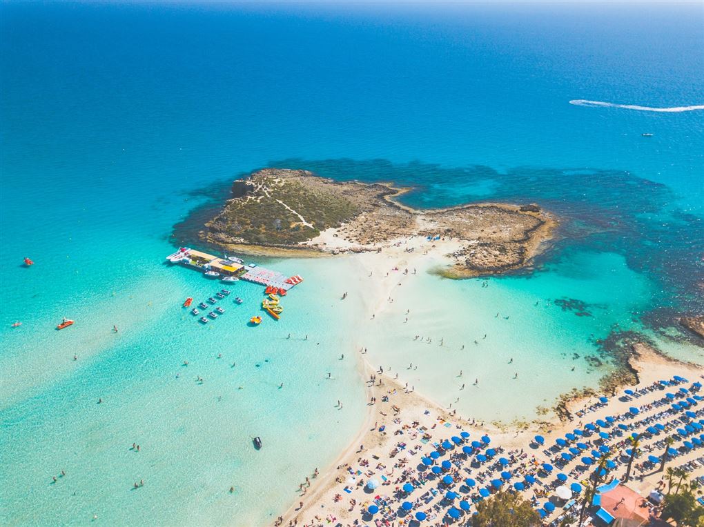 Strand på Cypern set fra luften