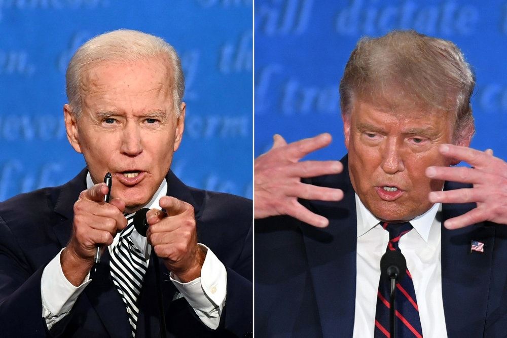 Sammensat foto af præsidentkandidaterne Joe Biden og Donald Trump