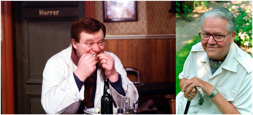 Benny Fede spiser flæsk i Matador og et billede af en ældre Poul Bundgaard