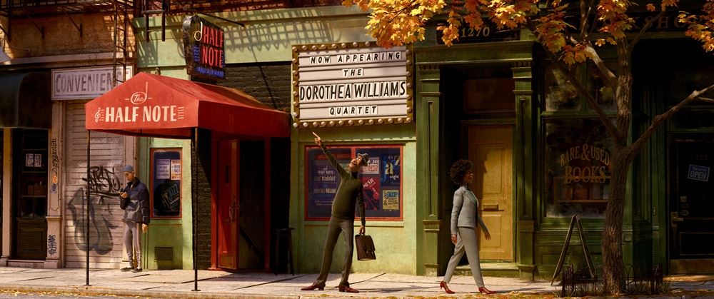 billede fra tegnefilm - en mand står på gaden med en taske i hånden