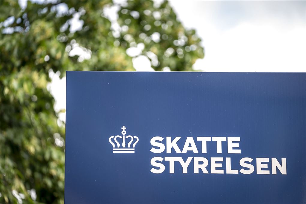 Et billede af et skilt, hvor der står Skattestyrelsen