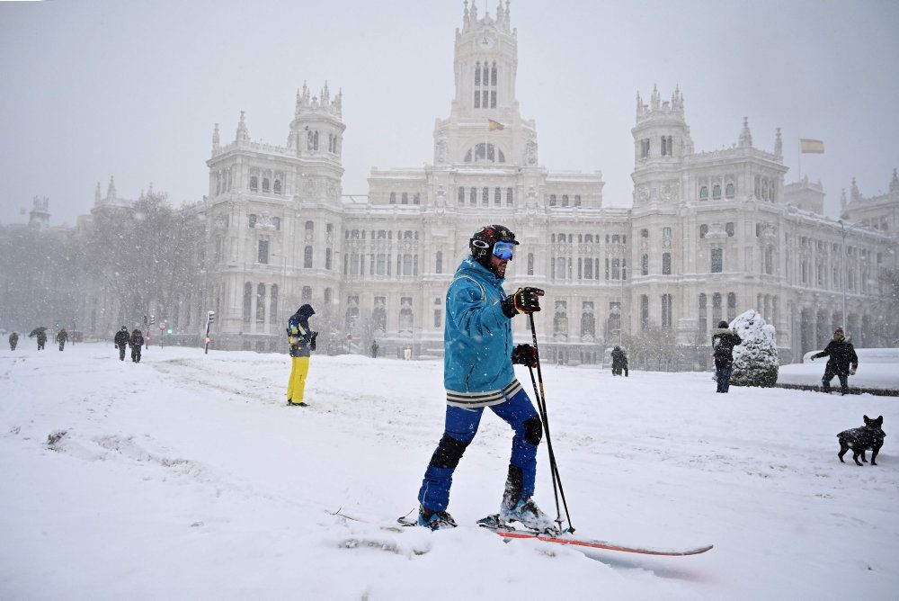 billede fra et snedækket Madrid