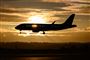 fly i luften i solnedgang