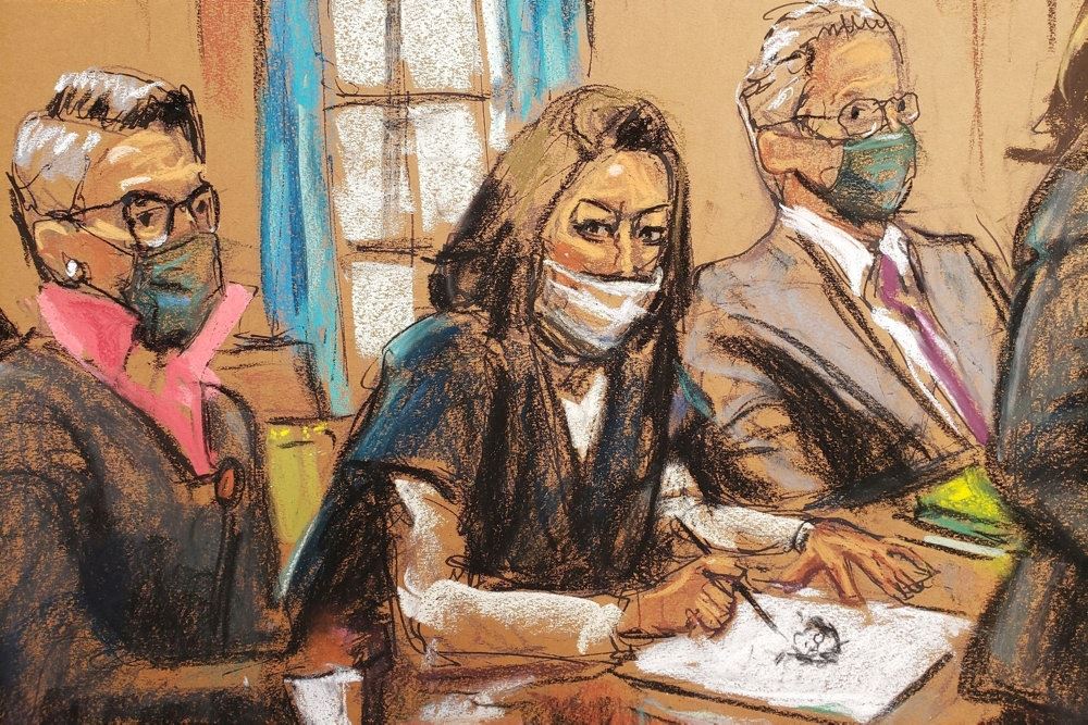 tegning af kvinde fra retssal 