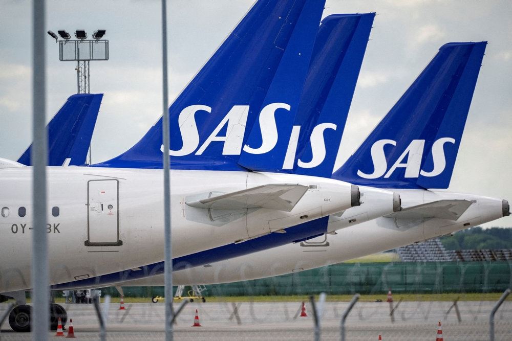 billede af haleror på fly med SAS-logo