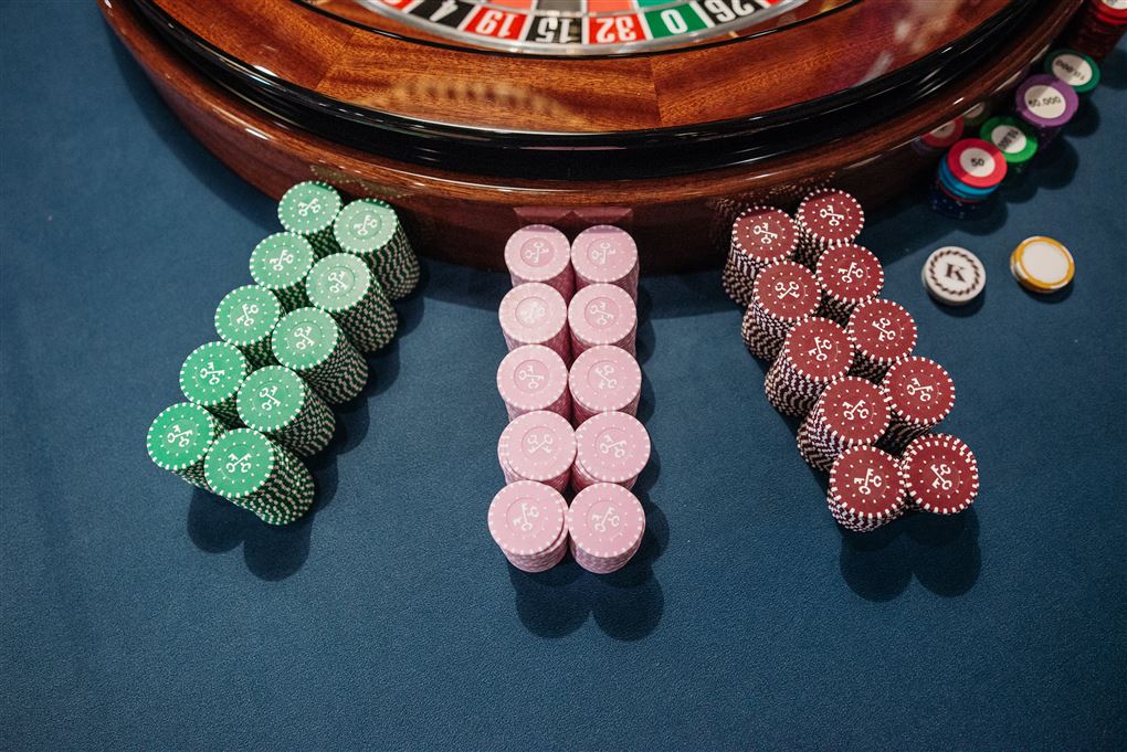 Stakke af chips ved roulette