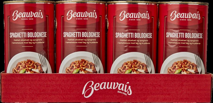 dåser med spaghetti bolognese