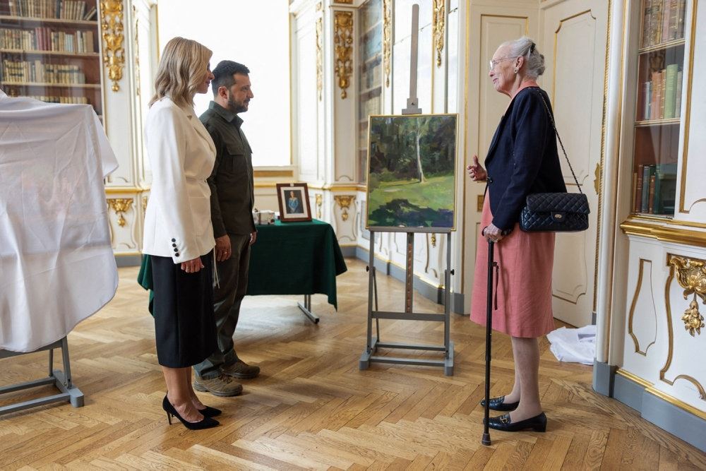 Præsidentparret sammen med dronning Margrethe