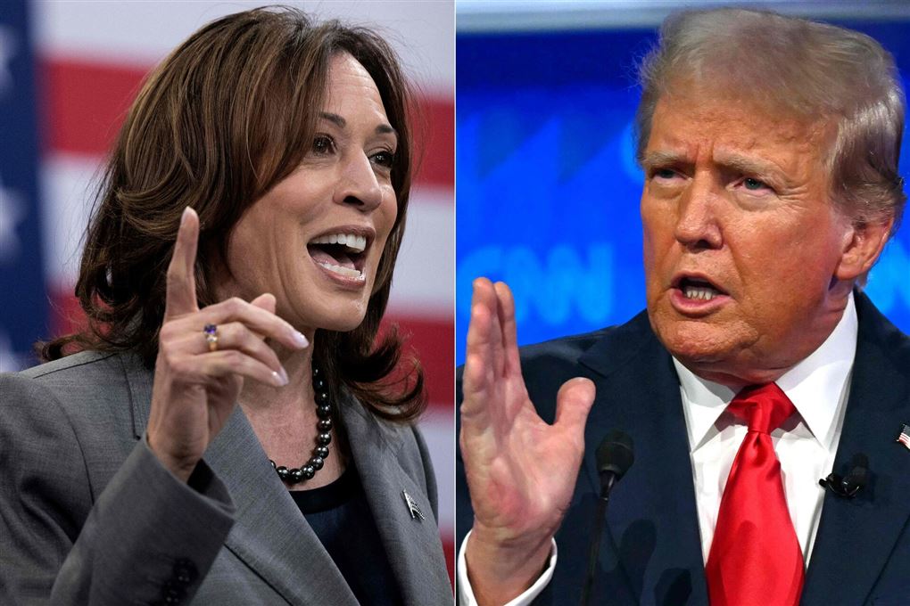 sammensat billede af Kamala Harris og Donald Trump