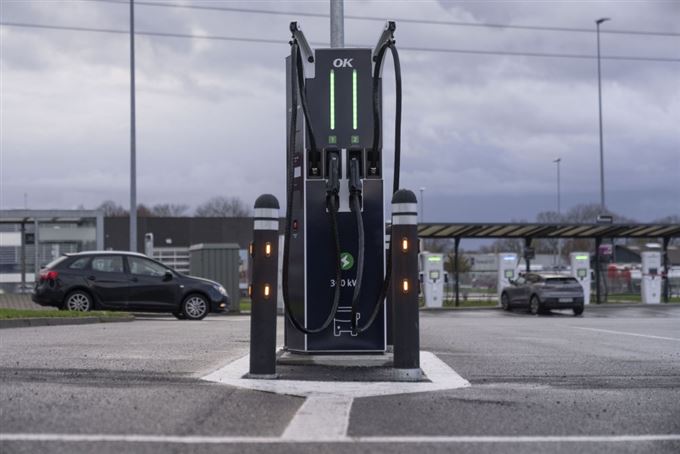 En ladestander på en ladestanderplads