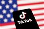 et tik-tok-logo med et flag i baggrunden
