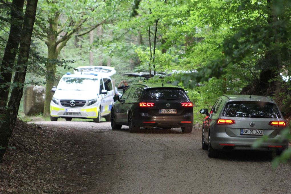 Flere politibiler i en skov