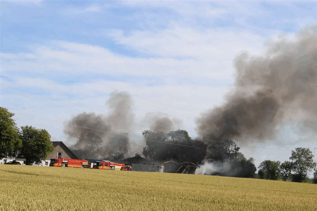 brand og sort røg fra bygninger