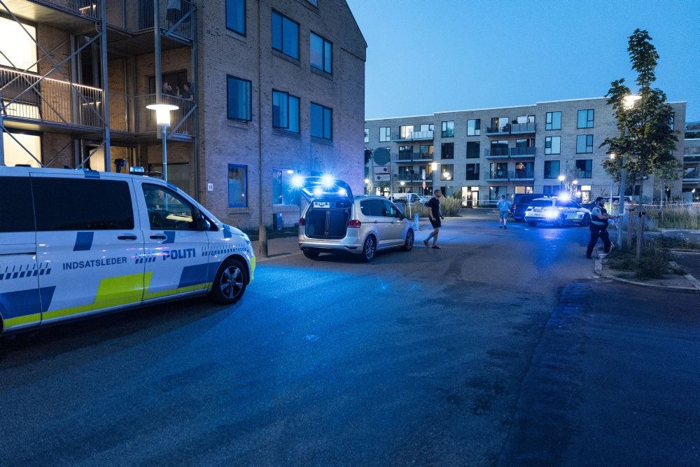 politi til stede på vej 