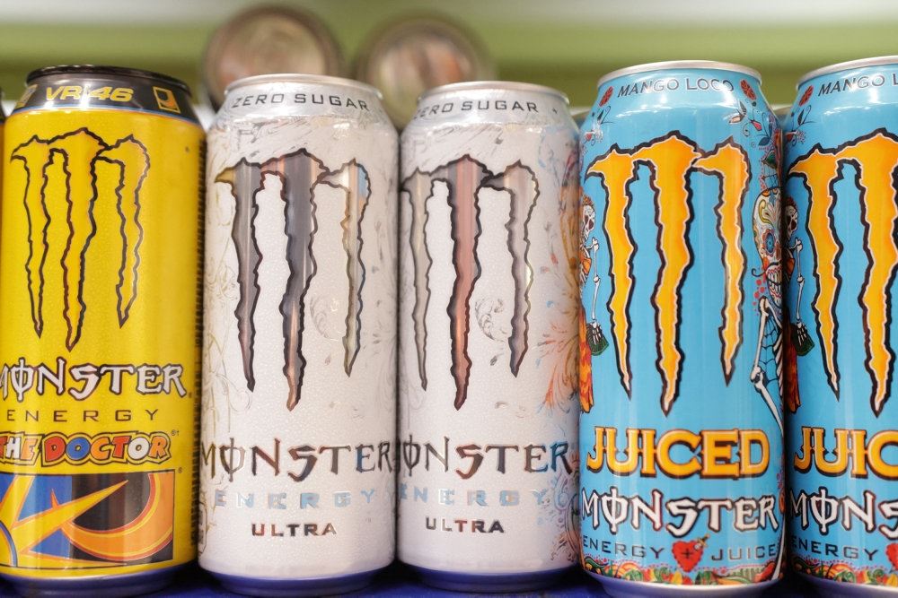 energidrikke på rad og række